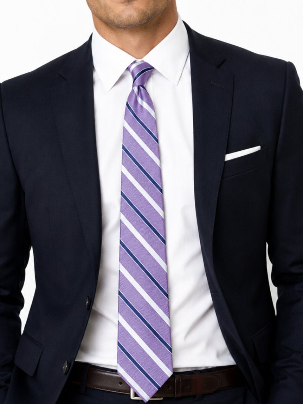 Nautica Purple Striped 100% Silk Tie 58” Classic Men’s Necktie